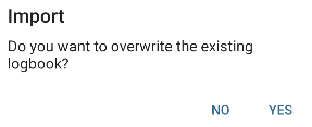 Choose yes to overwrite existing logbook